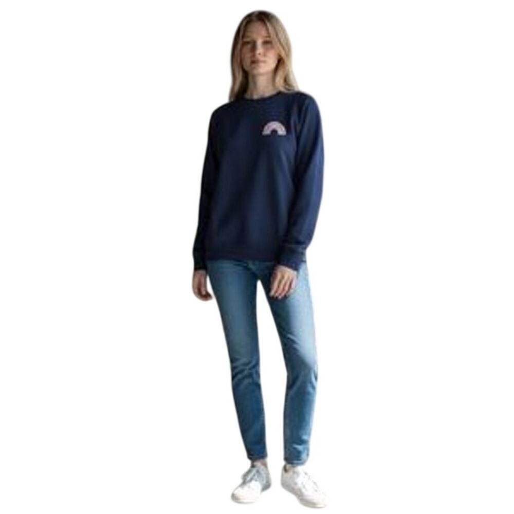 LACY CHABERT COLLECTION Rainbow Detail French Terry Sweatshirt Navy NWT Medium